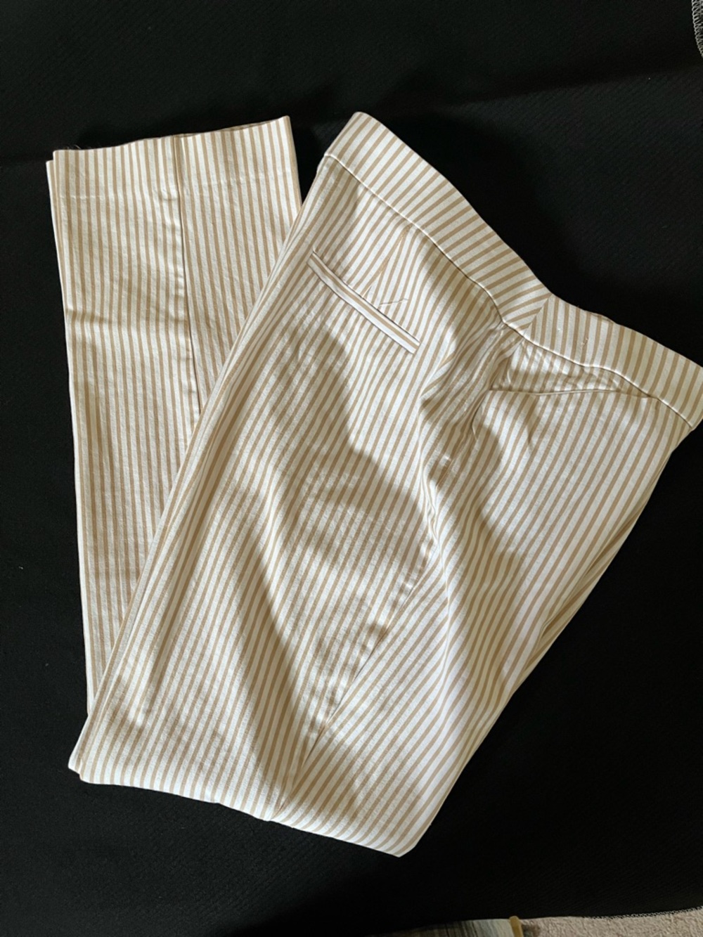Chico's beige and white striped straight-leg pants. IR